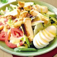 Thai Salad · A salad of lettuce, cucumbers,
tomatoes, onions topped with
homemade honey mustard dressing.