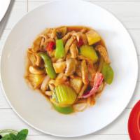 Sweet and Sour · Choice of meat stir-fried with tomatoes, cucumbers, mushrooms, onions, bell peppers and pine...