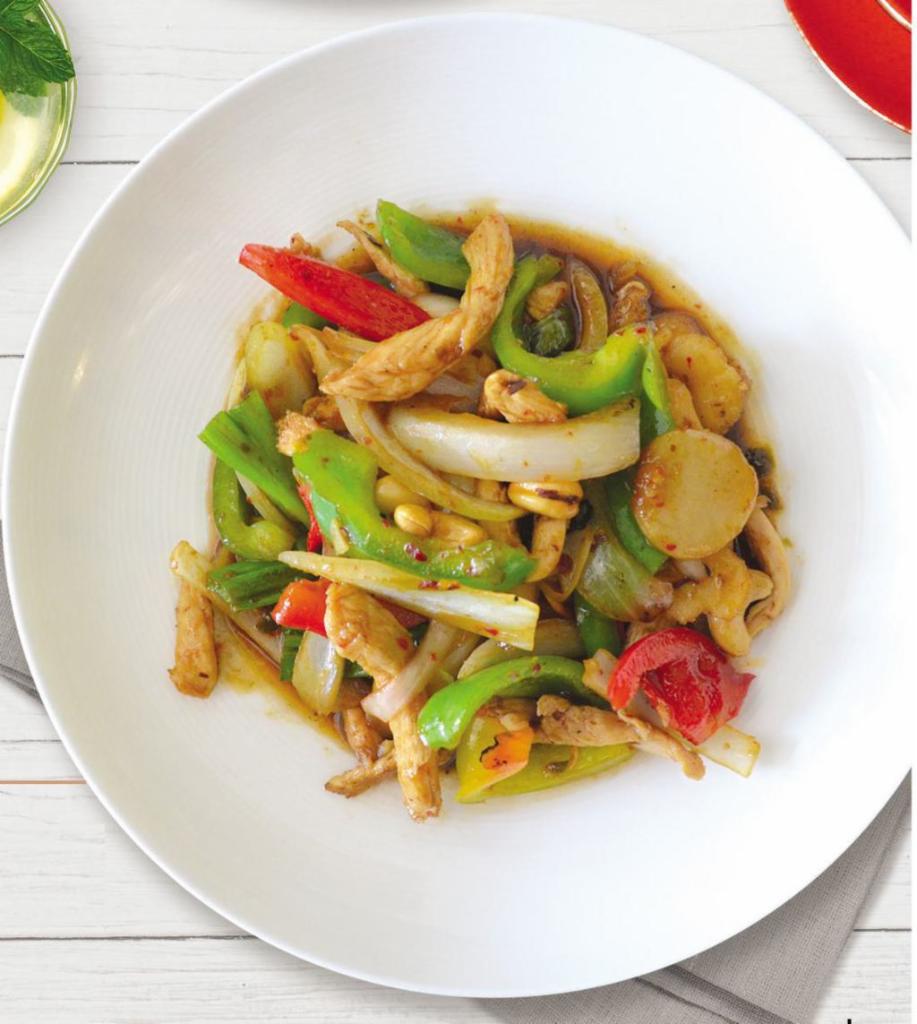 Cashew Nut · Choice of meat stir-fried with cashew nuts, onions, bell peppers and water chestnuts in a sweet chili paste.