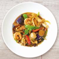 Ocean Thai Seafood · Seafood combination stir-fried in red chili sauce with galangal, lemongrass, kaffir lime lea...