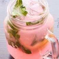 Homemade Prickly Pear Lemonade · fresh squeezed lemonade with organic prickly pear syrup