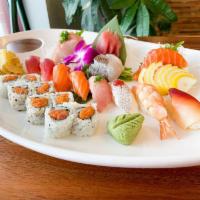 43. Sushi and Sashimi for 2 Combo · 8 pieces sushi nigiri, 12 pieces sashimi, and spicy tuna roll.