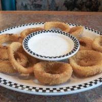 Onion Rings · Served with Bacon Ranch dressing.