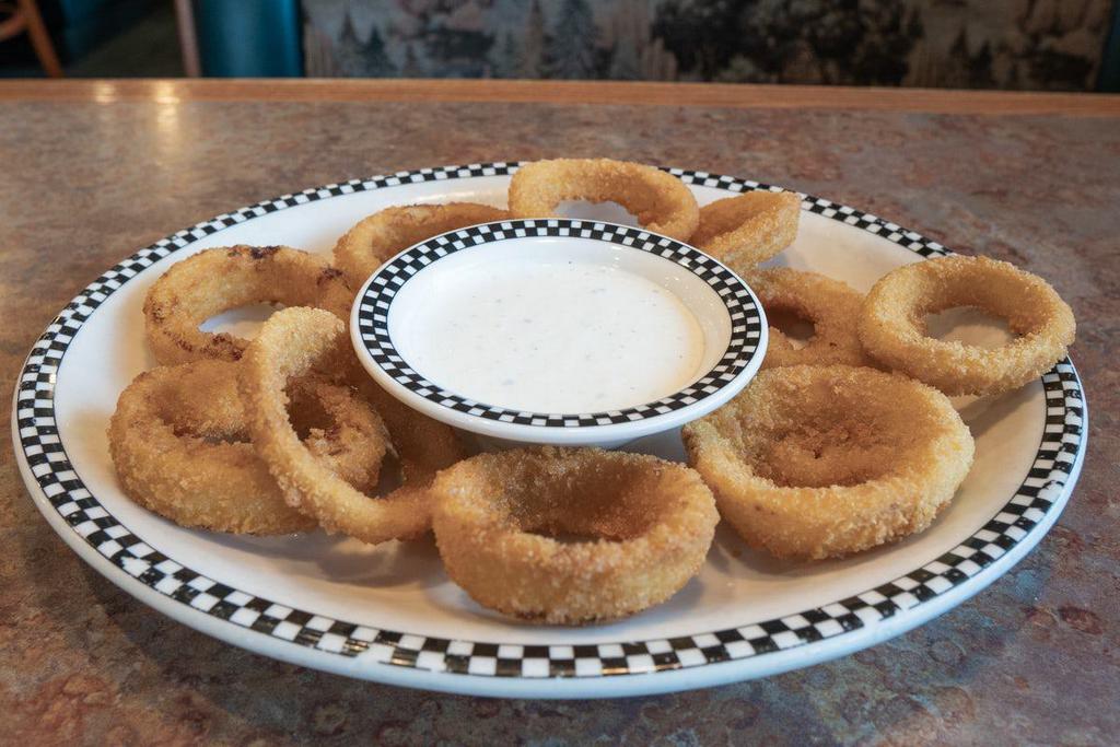 Onion Rings · Served with Bacon Ranch dressing.