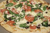 Classic Greek Specialty Pizza · Spinach, diced tomatoes, red onions, feta cheese, Kalamata olives, chopped garlic, and extra...