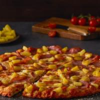 Hawaiian Pizza · Tender ham and juicy pineapple on zesty red sauce.