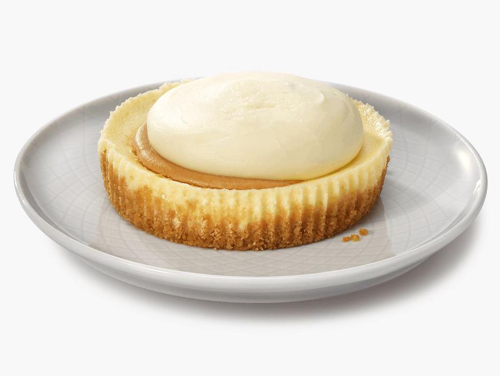 Vanilla Caramel Cheesecake for 2 · Vanilla Bean Cheesecake topped with Caramel and Crème topping.
