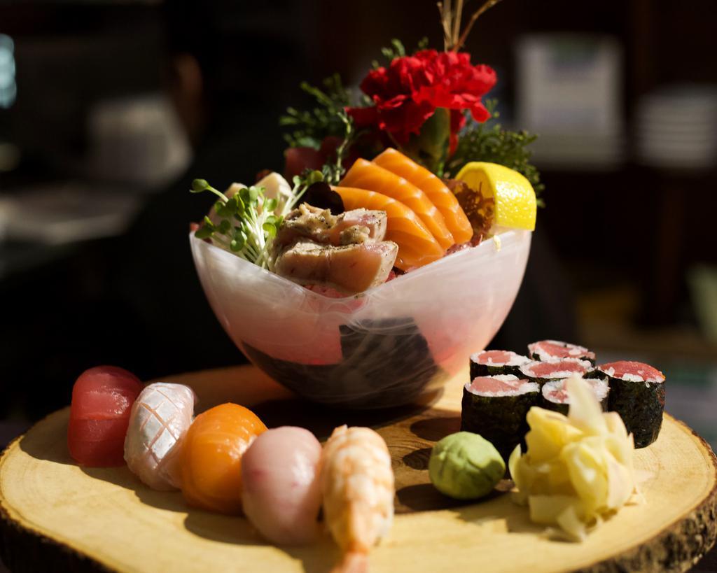 Sushi and Sashimi for 1 · Assorted sushi, sashimi and a roll.