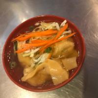 Wonton Soup · Chicken and cabbage dumpling in a light, delicious broth with scallion and cabbage.
