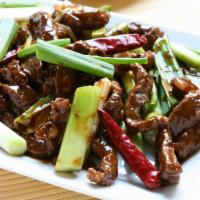 Mongolian Beef · Hot and spicy.