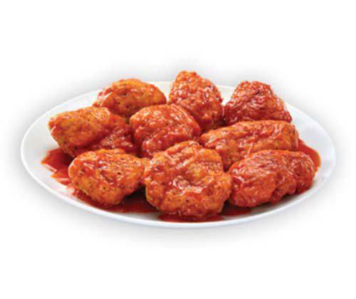 Hot Buffalo Boneless Wings · Our tender boneless wings; breaded, oven-roasted, and then tossed in hot buffalo sauce. For those who are not afraid of the burn.