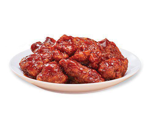 Smoky BBQ Boneless Wings · Our tender boneless wings; breaded, oven-roasted, and then tossed in smoky BBQ sauce. An amazing combination of sweet and smoky.