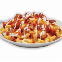 Buffalo Chicken Mac Mac N Cheese · Our 3-Cheese Wisconsin Mac topped with diced buffalo chicken, applewood smoked bacon, and dr...