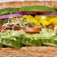 27. Vegetarian Sandwich · Vegetarian Sandwich served with avocado, sprouts, cucumber, provolone and cream cheese serve...