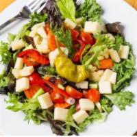 Fontana Salad · Fontina cheese, tomatoes, scallions, and marinated vegetables. Add protein for an additional...