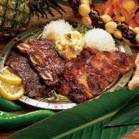 Hawaiian BBQ Mix Favor · Perfect for BBQ lovers. A combination of special marinated BBQ beef, BBQ rib, and BBQ chicken.