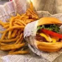 Kid's Jr. Burger · Lettuce, tomato, pickles and American cheese with fries.