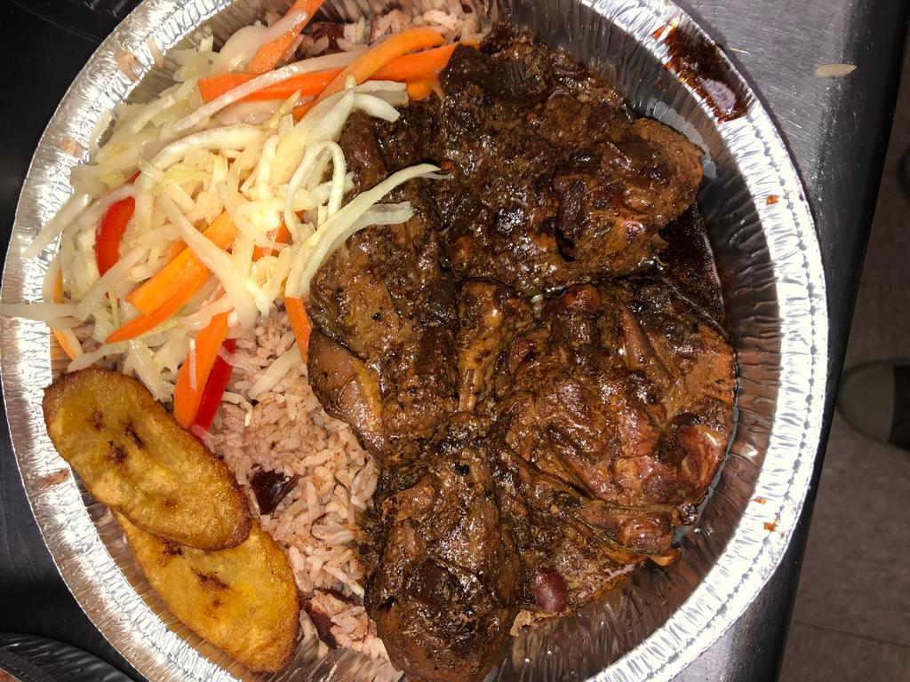 Dinner Brown Stew Chicken · Mixed chicken parts seasoned with house blend, simmered in brown stew gravy. Served with choice of white rice or rice & peas. 