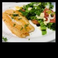 Pescado a la Plancha · Grilled fish. Grilled fish fillet. Served with choice of rice, mashed potatoes, fries or sal...