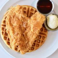 Chicken ＆ Waffles · our take on the classic match, with a blend of hot sauce and real maple syrup