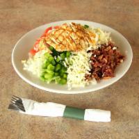 Ram's Horn Cobb Salad · Grilled chicken, shredded Monterey Jack cheese, bacon, tomatoes, onions, and green peppers. ...