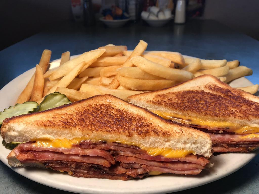 Grilled Ham and Cheese Sandwich · Comes with fries. Smoked ham and American cheese.
