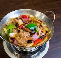 LA04. Spicy Dry Pot Lamb 香锅羊肉 · Sautéed with lotus root, potato, celery, napa, long leek, red pepper, green pepper, green be...