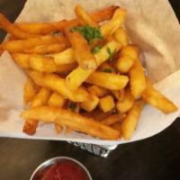 Truffle Oil French Fries · Straight-cut fries mixed with Truffle Oil / Parsley on top / Mango Sauce On the Side