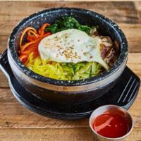 Vegetable Bibimbap · Steamed Rice served with Cooked vegetables (Carrot, Spinach, Zucchini, Mushroom, Pickled Rad...