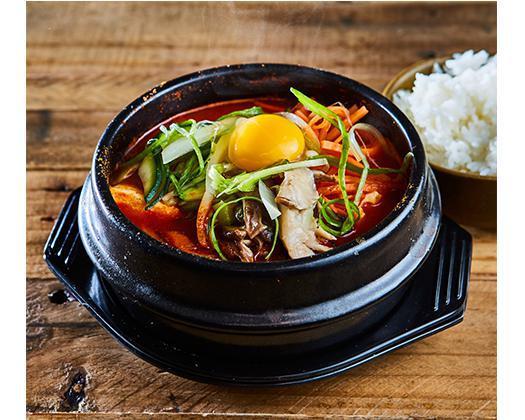 Vegetable Soon Tofu Soup · Spicy Tofu Soup with Vegetables (Mushroom, Scallion, Onion, Zucchini)
Steamed Rice Together
*** Delivery - No Egg ***