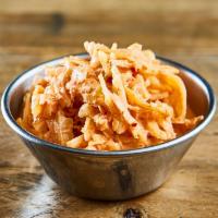 Kimchi Coleslaw · Cabbage, kimchi, and carrot mixed with mayonnaise and sriracha
