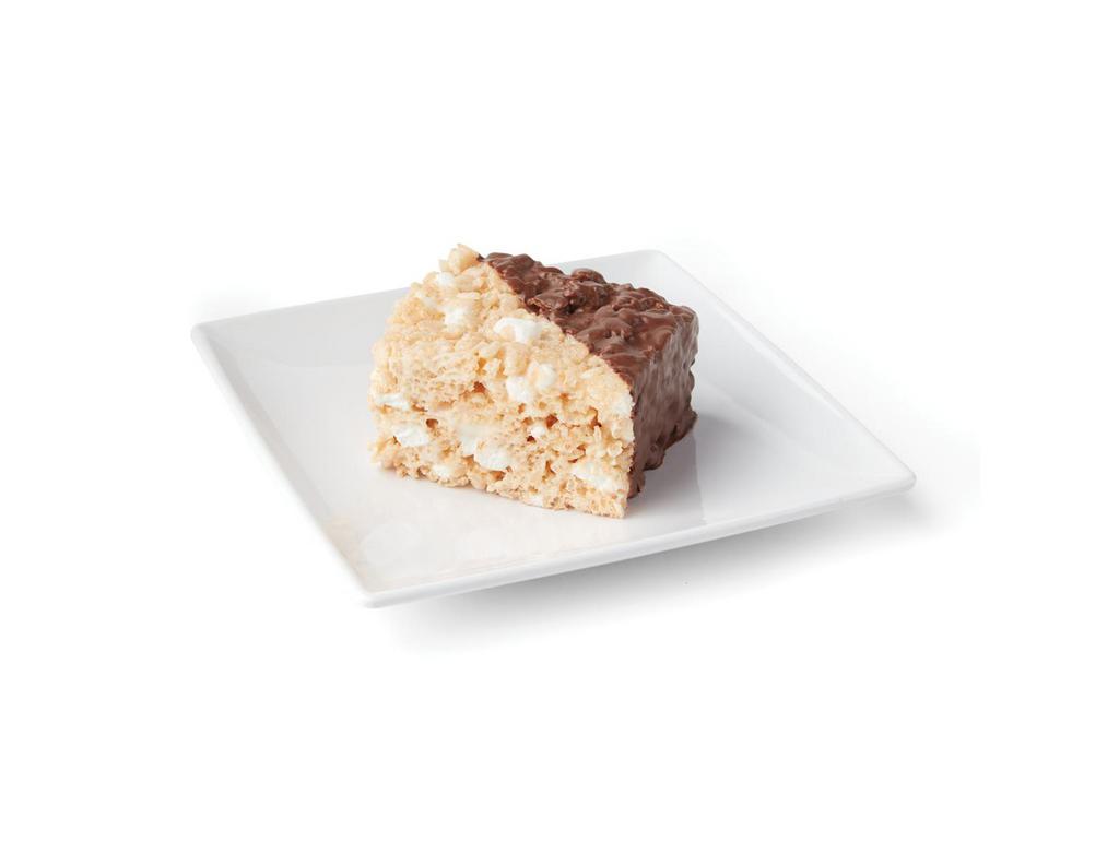 Crispy Marshmallow Bar · Crispy rice puffs mixed with marshmallow cream, brown butter and a hint of sea salt. Hand dipped in milk chocolate.