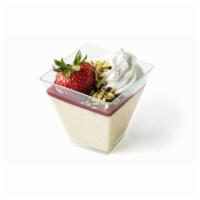 Fresh Strawberries & Cream Crème Brulee · Whole fresh strawberries blended into vanilla bean custard topped with sweet raspberry couli...