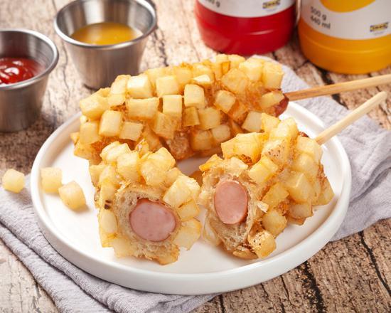 #2 Potato Hot Dog · HOT DOG WRAPPED IN CRISPY FRIED POTATOES