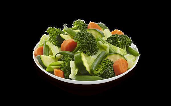 Side Mixed Vegetables · Mixed Veggies is a stir-fry combination of fresh broccoli, zucchini, carrots, string beans and cabbage.