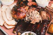 Pick Two Meats with Two Sides · Pick from pulled pork, brisket, pulled chicken, turkey, sausage, 1/4 chicken, three ribs; wi...