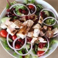 Smokehouse Salad · Spring mix, cucumbers, tomatoes, cheese, onions, and your choice of smoked turkey, chicken b...