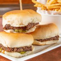 Firkin Castle Sliders · Our firkin taste on the midwestern classic, 3 steamed angus beef and grilled onion patties, ...