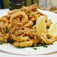 Calamari Fritti · Served with a side of marinara sauce.