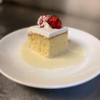 Tres Leches · Sponge cake soaked in three different kinds of milk.