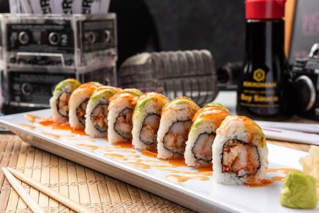 Reggae Roll · Seasoned crawfish and crabmeat. Topped with boiled shrimp, avocado, sweet chili sauce and spicy mayo.