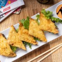5 Piece Crispy Crab Wontons · Crabmeat, cream cheese, jalapenos and green onions inside of lightly fried wontons. Served w...