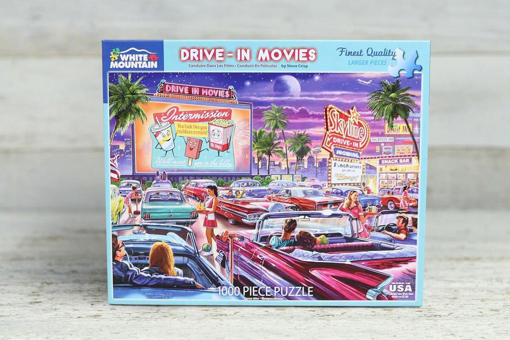 Family Night Drive In Movie Puzzle · Take a movie intermission and tackle this 1000-piece puzzle of the classic drive in.