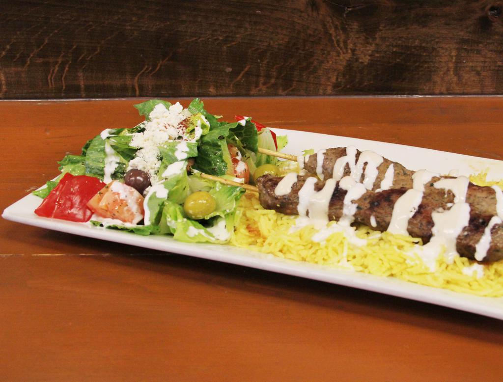 Lamb Shawarma Platter · Served with side of basmati rice and levant salad.