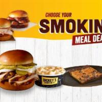 Smokin Meal Deal · Enjoy a sandwich of your choice, one side and a select dessert