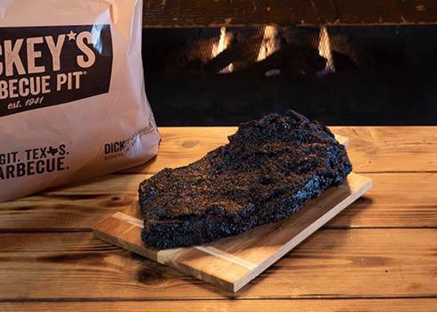Whole Large Smoked Brisket · Whole beef brisket that is rubbed with our famous Dickey’s Brisket Rub, and smoked in our hickory wood pit for 12 hours. This creates a tender large 4 lbs brisket with a signature spicy peppercorn bark. Large whole briskets feeds 10-12 folks.
