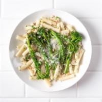 Ziti con Broccolini · Sauteed broccolini, garlic, organic herbs, toasted hazelnuts and pecorino Romano cheese.