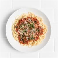 Spaghetti Marinara · Slow-simmered plum tomatoes with garlic, oregano, fresh basil and Parmesan.