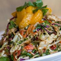 Chinese Chicken Salad · Napa cabbage, bok choy, carrots, bell peppers, sesame seeds, cilantro, scallions, crispy noo...