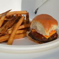 Kids Cheez Burger · Fresh grilled hamburger with American cheese, Sweet Chili Ketchup, on a Sweet Hawaiian roll,...